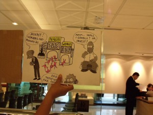 Trade union representatives use the comic to blame the Nagacorp (3913.HK) for laying off union leaders.